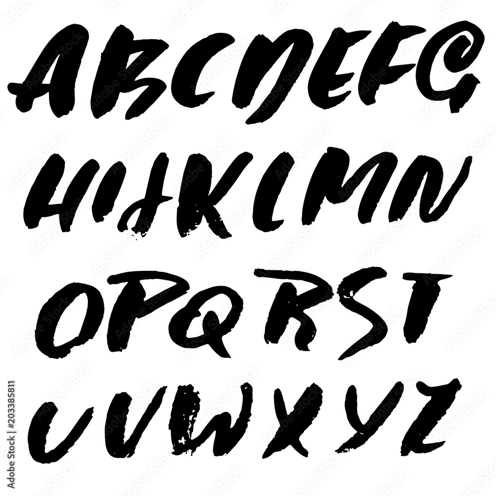 Grunge distress font. Modern dry brush ink letters. Handwritten alphabet. Vector illustration. Grunge distress font. Modern dry brush ink letters. Handwritten alphabet. Vector illustration.