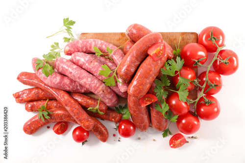 assorted raw sausage for barbecue