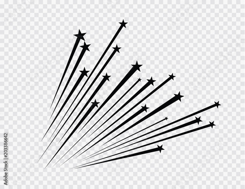 Fototapeta Naklejka Na Ścianę i Meble -  Abstract Falling Star Vector - Black Shooting Star with Elegant Star Trail on White Background - Meteoroid, Comet, Asteroid