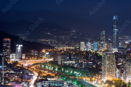 Panoramic view of Providencia and Las Condes districts  Santiago de Chile