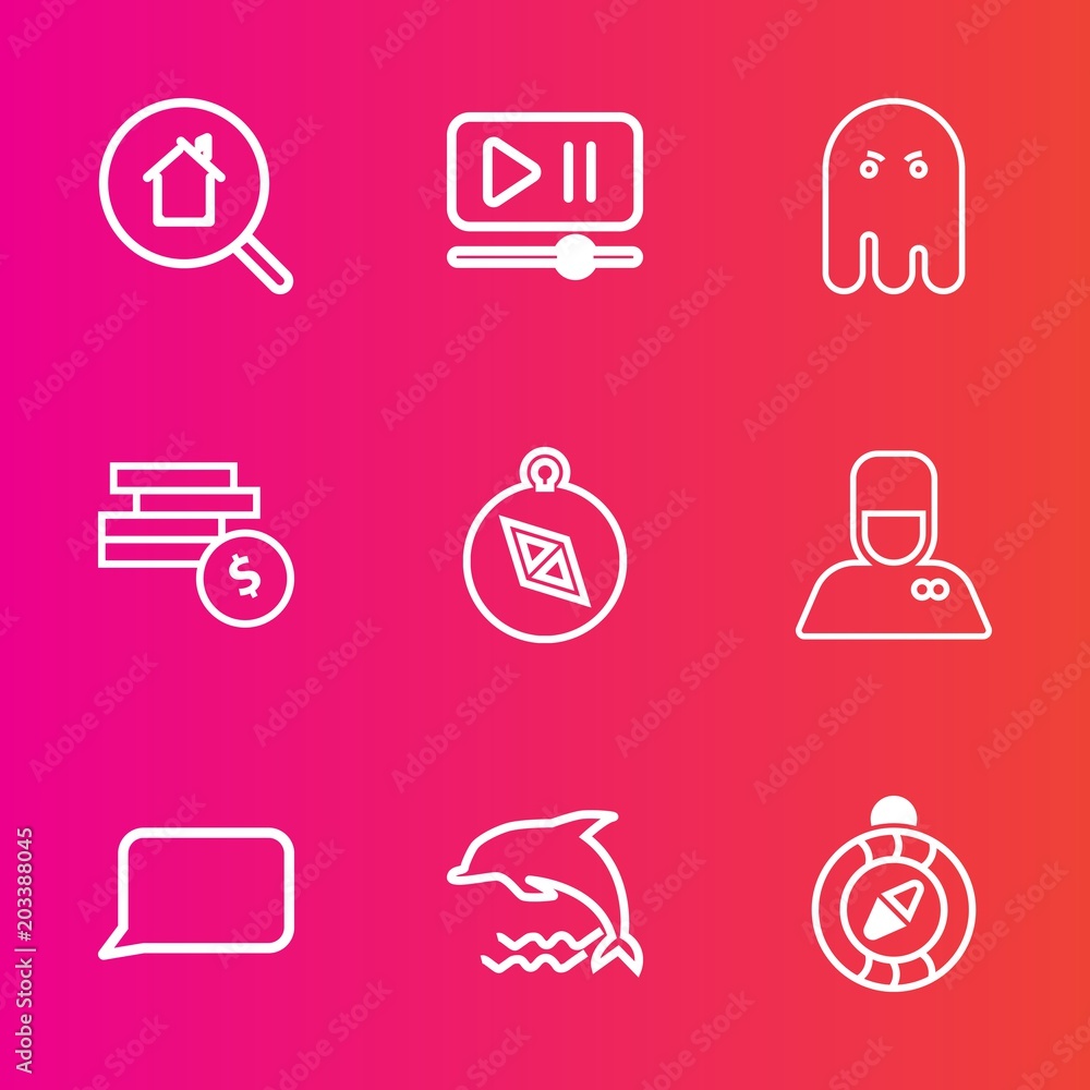 Premium set with outline vector icons. Such as direction, white, east, internet, hotel, ocean, speech, ghost, bellhop, halloween, cash, technology, night, south, property, search, wildlife, talk, play Premium set with outline vector icons. Such as direction, white, east, internet, hotel, ocean, speech, ghost, bellhop, halloween, cash, technology, night, south, property, search, wildlife, talk, play