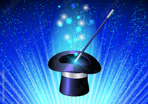 Conjurer hat with magic wand