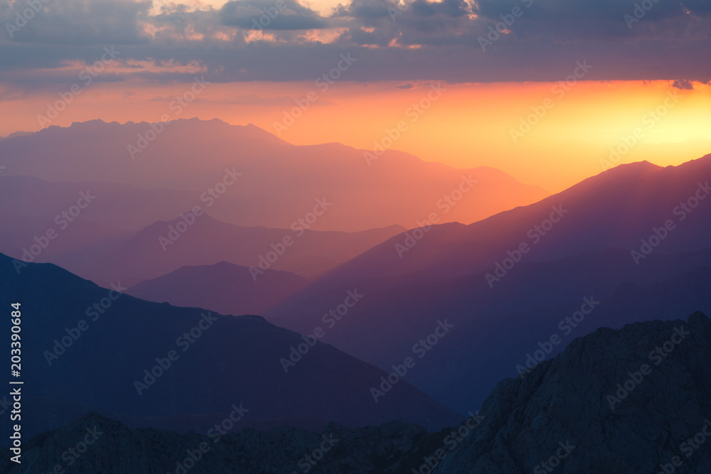 Sunrise in Chimgan mountains