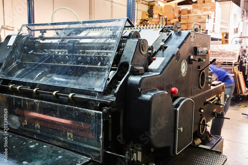 Fotografie Printer lithography cylinder machine printing