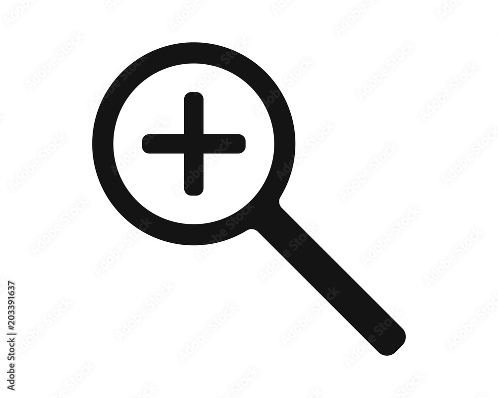 Magnifying glass plus vector pictogram Magnifying glass plus vector pictogram