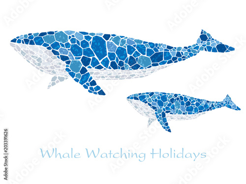 モザイクアート　クジラ