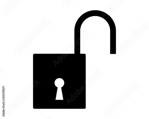 Open padlock vector pictogram