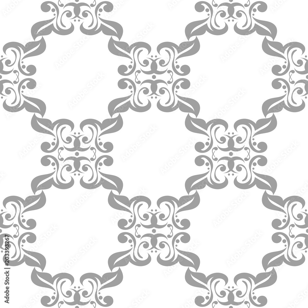 Gray floral seamless pattern on white background Gray floral seamless pattern on white background