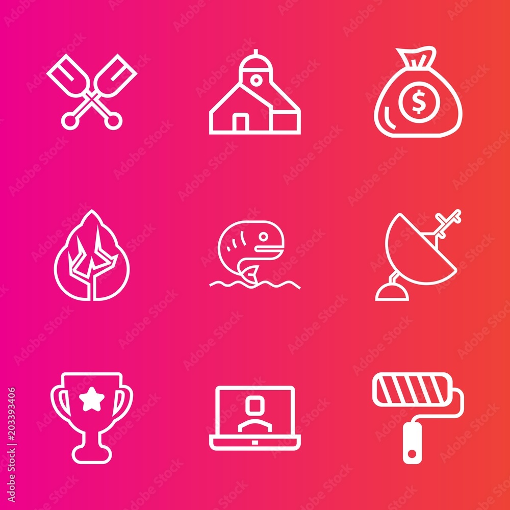 Premium set with outline vector icons. Such as forest, banking, communication, dish, business, award, boat, winner, fish, place, construction, industrial, water, seafood, call, internet, equipment Premium set with outline vector icons. Such as forest, banking, communication, dish, business, award, boat, winner, fish, place, construction, industrial, water, seafood, call, internet, equipment