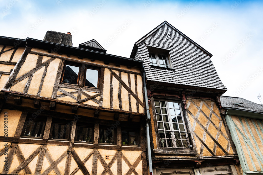 Antique building view in Old Town Le Mans, France