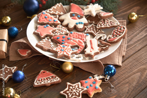 ginger biscuit and christmas decoration