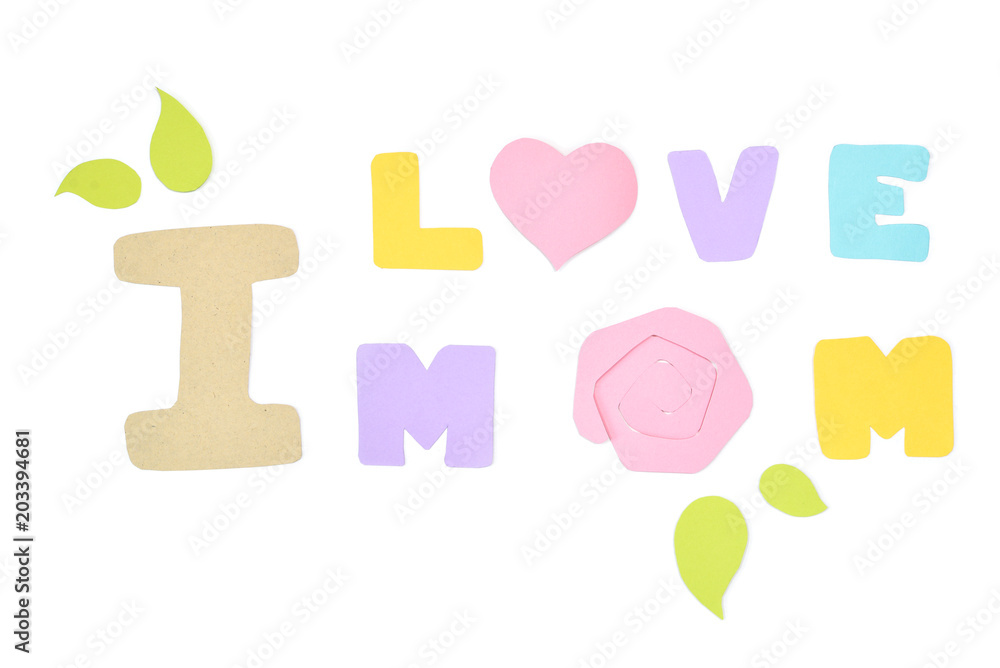 Mother day card paper cut on white background - isolated Mother day card paper cut on white background - isolated