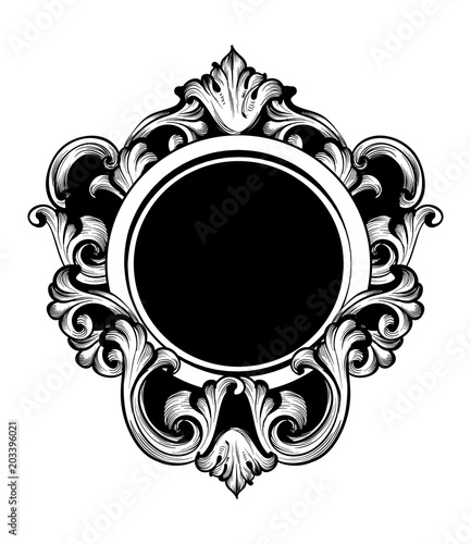 Vintage luxury mirror frame Vector. Baroque intricate ornament line arts