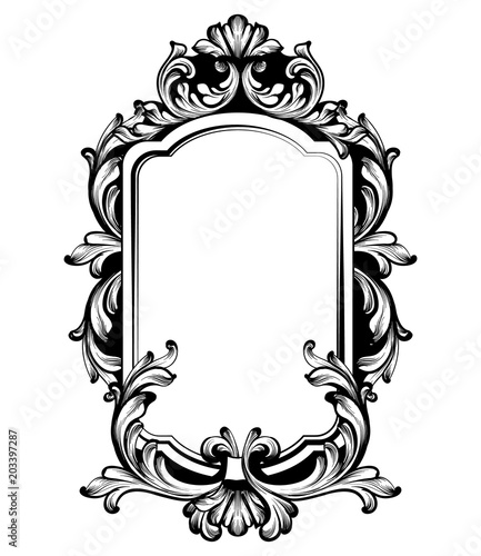 Vintage luxury mirror frame Vector. Baroque intricate ornament line arts
