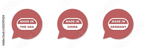 Symbol-Set - Rote Sprechblasen - Hergestellt in USA/China/Deutschland