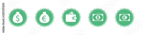 Symbol-Set - Grüne Buttons - Geld