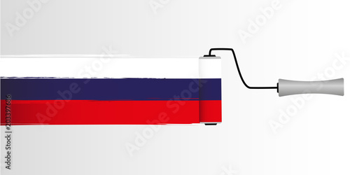 anstrich mit walze in russland flagge farben