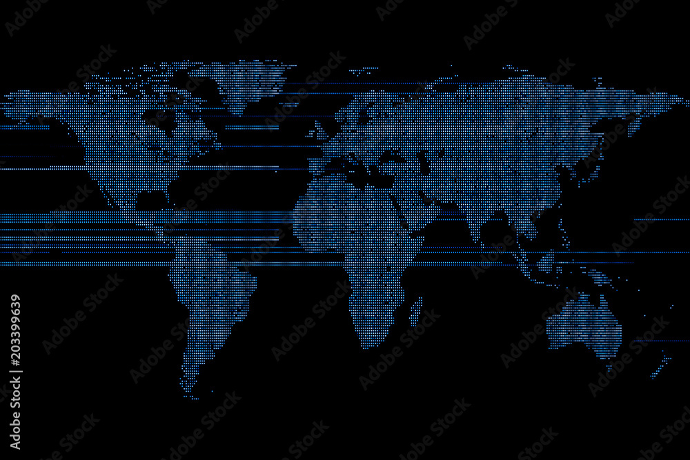 3d digital rendering blue map earth globe, with glow dots connection ...