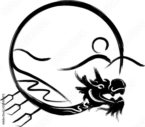 Dragon boat Ink painting design icon