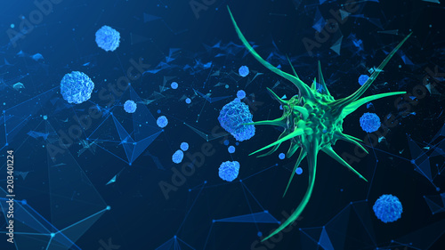 Foto 3d render biological cell