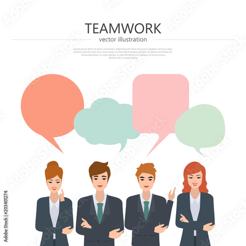 Brainstorming people concept background. Business man and Business woman teamwork corporate. Illustration vector of people character.