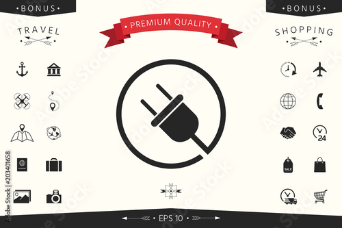 Plug in round icon