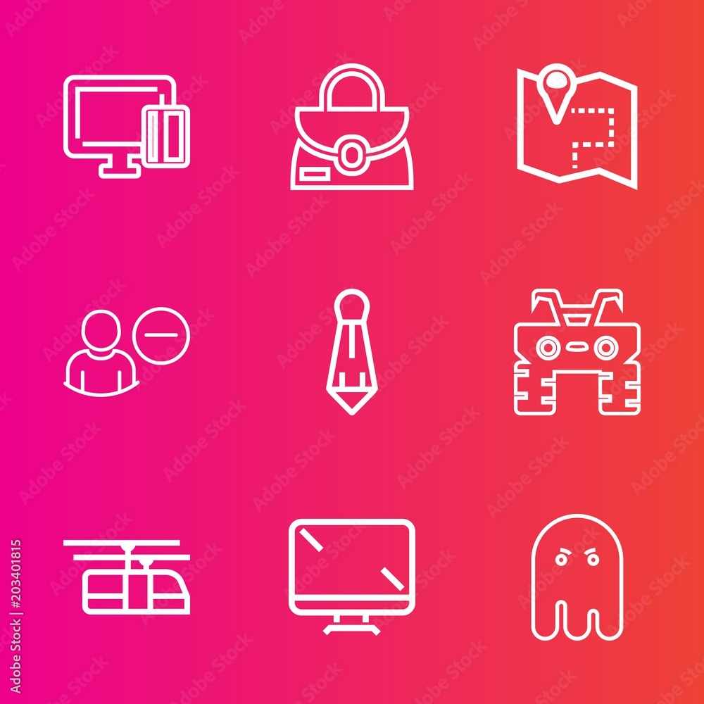 Premium set with outline vector icons. Such as travel, horror, train, account, digital, transportation, male, finance, object, monitor, rail, payment, fear, bag, halloween, quad, scary, sign, credit