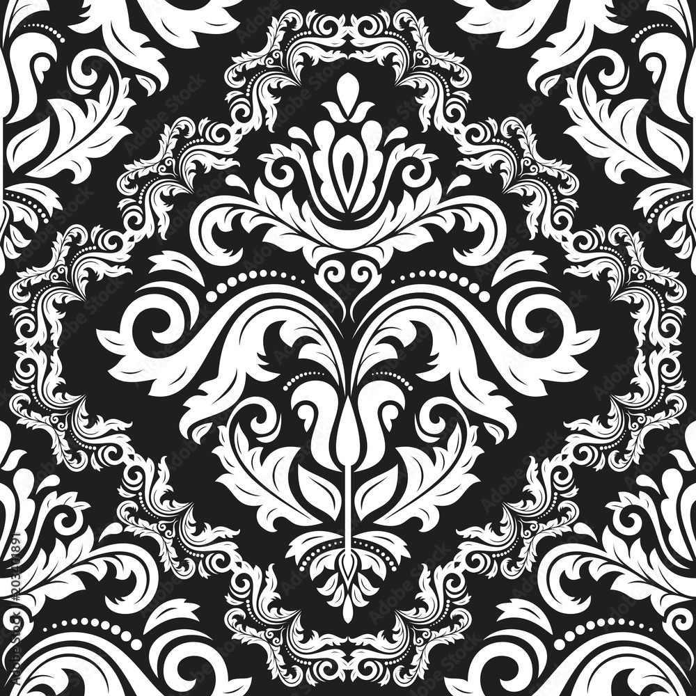 Classic seamless pattern. Traditional orient black and white ornament. Classic vintage background