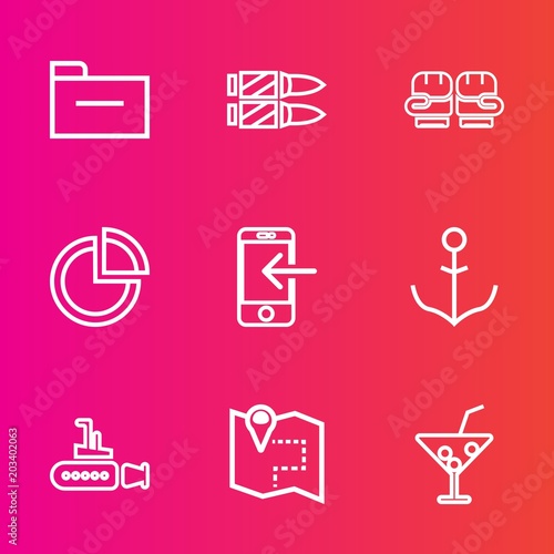Wallpaper Mural Premium set with outline vector icons. Such as sea, undersea, chart, map, file, gun, sport, storage, marine, boxing, wheel, nautical, graph, cocktail, summer, fight, mobile, phone, internet, data, pin Torontodigital.ca