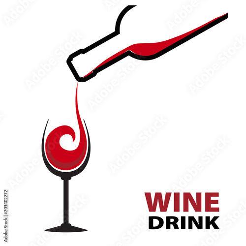 Red wine splash with bottle and glass. Stock vector illustration