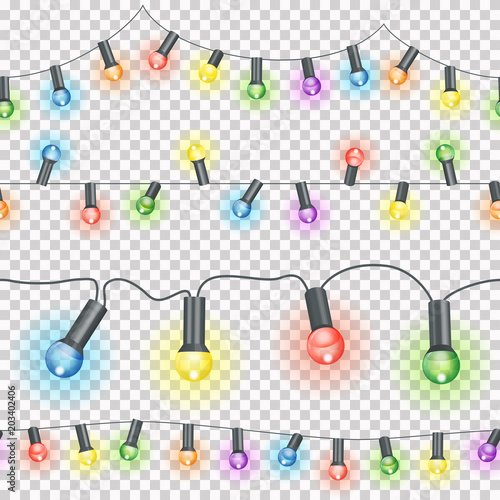 light strings seamless with transparency in vector file