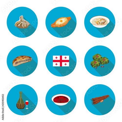 set of flat icons Georgian dishes