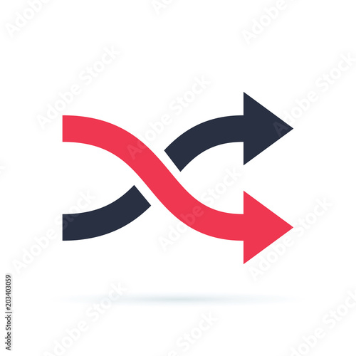 Random Shuffle symbol album playlist sign. Randomize icon.