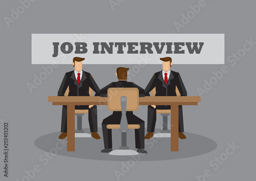 Face to Face Job Interview Cartoon Vector Business Illustration