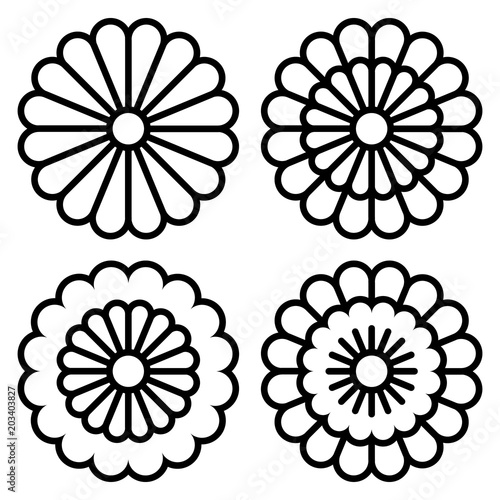 Fototapeta Naklejka Na Ścianę i Meble -  Black line flower icons, isolated.