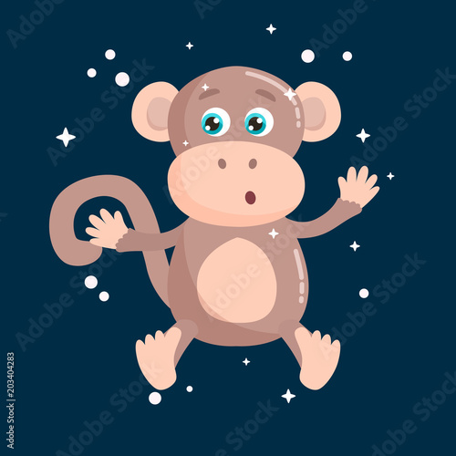 Cute monkey vector illustration. Flat design.