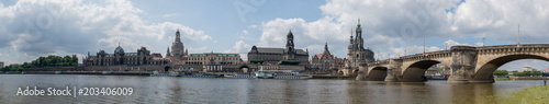 DRESDEN, GERMANY - JULY 2016: Panoramic view of city streets. Dresden is a major attraction in Germany