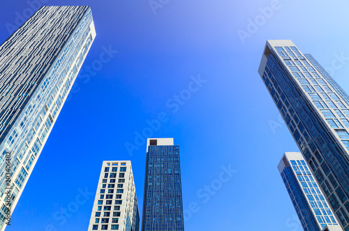 SEOUL KOREA-March 6 2015 Perspective view highlight buildings in a civilized City of Asia in sunny day evening with bluesky background