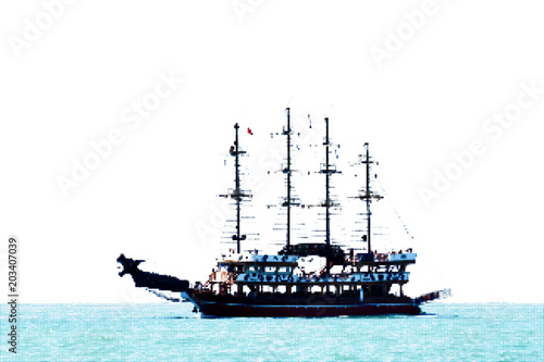 Ship on water. Isolated on ...