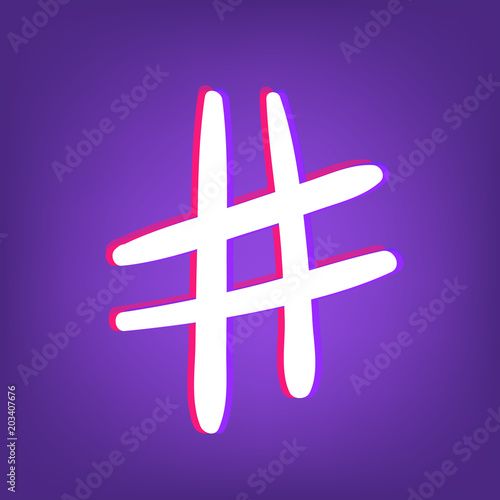 Hashtag sign. Vector illustration.