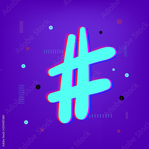 Hashtag sign. Vector illustration.