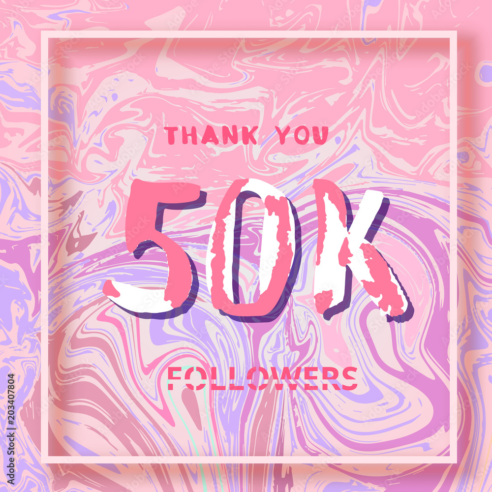 50K Followers thank you banner. Vector illustration. 50K Followers thank you banner. Vector illustration.