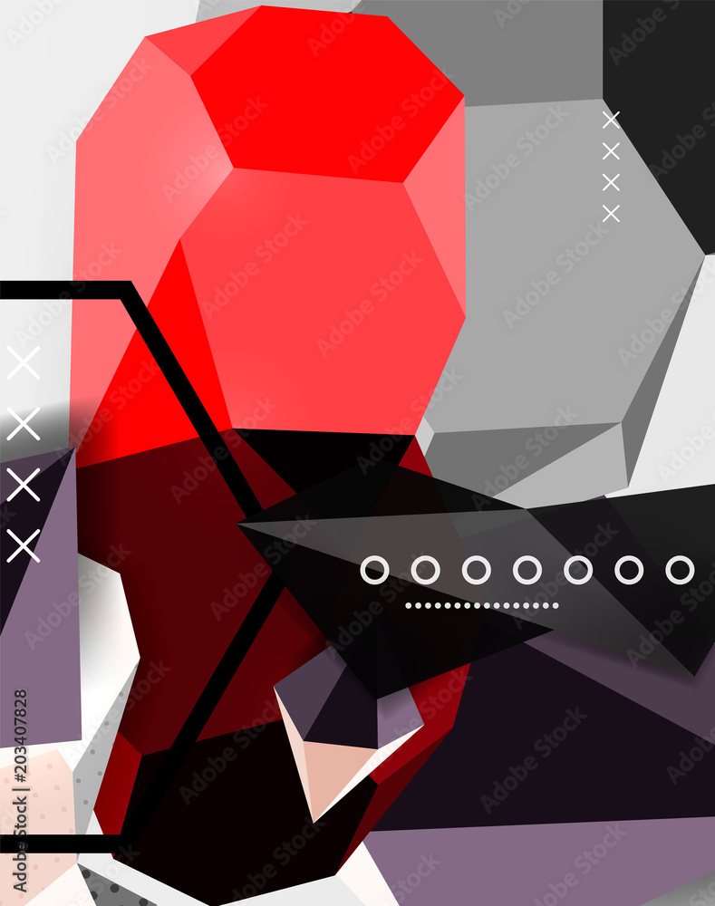 Fototapeta premium Color 3d geometric composition poster