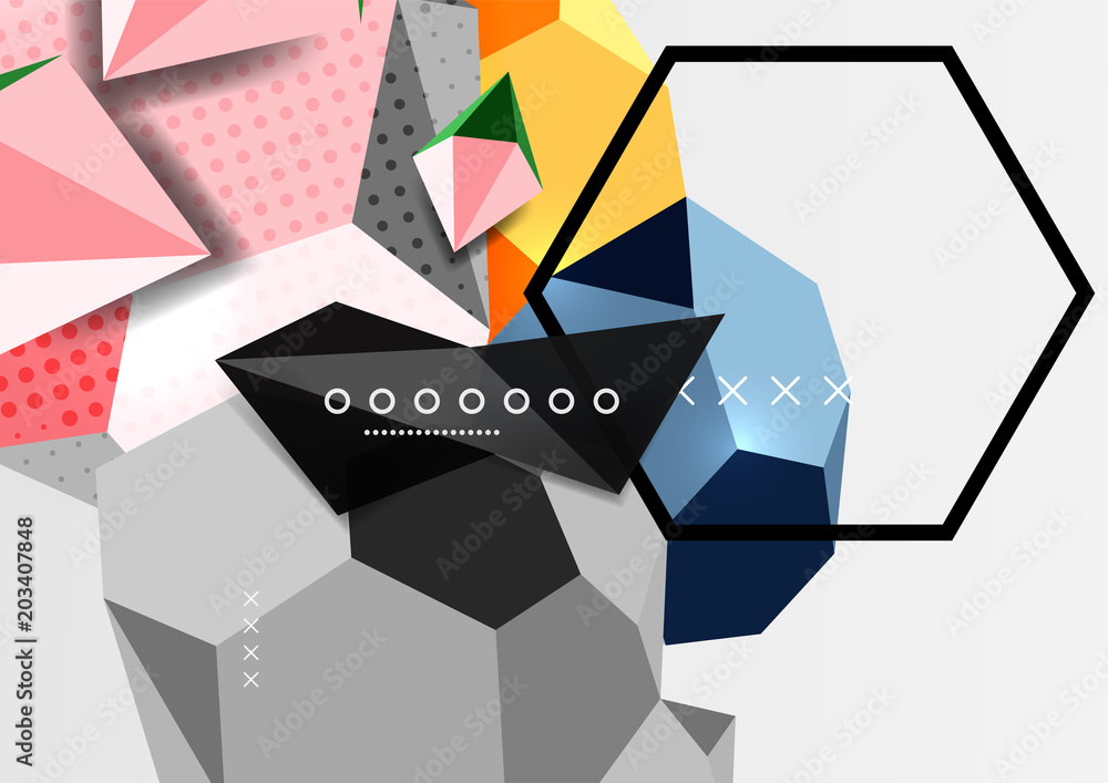 Fototapeta premium Color 3d geometric composition poster