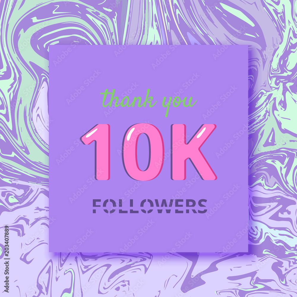 10K Followers thank you banner. Vector illustration.