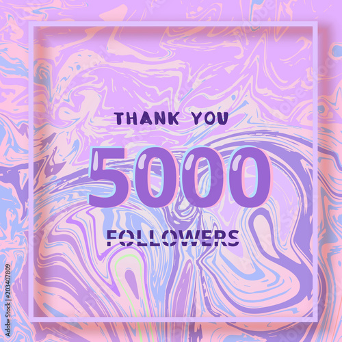 5000 Followers thank you banner. Vector illustration.