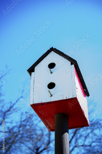 Birdhouse on post