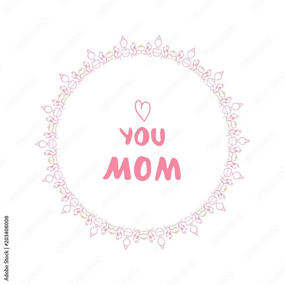 Love You Mom card. Vector illustration.