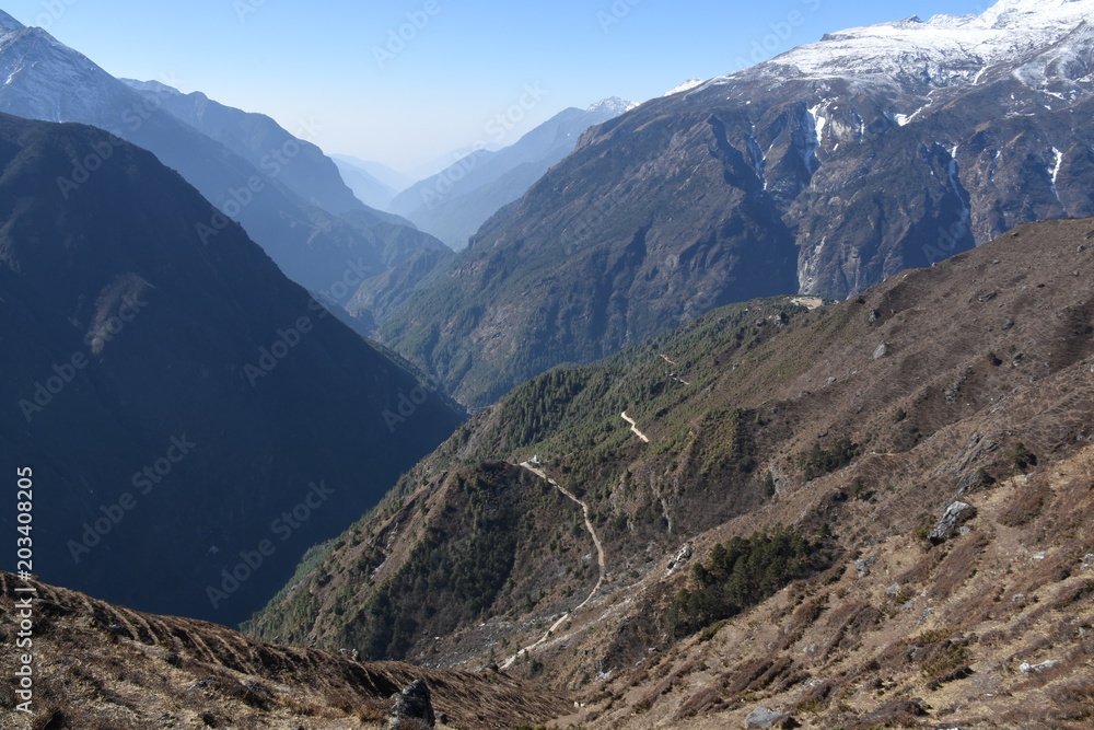 Naklejka premium Everest Base Camp Trek and valley near by Namche Bazaar, Nepal