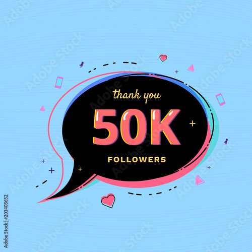 50K Followers thank you banner. Vector illustration.